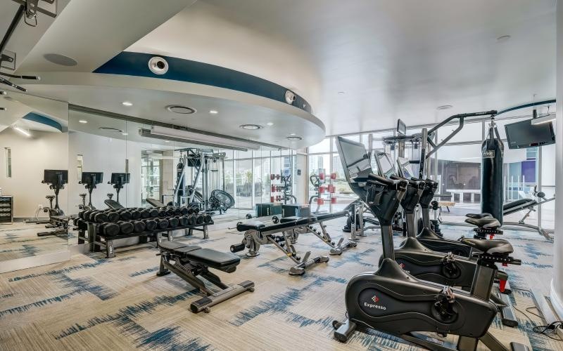 a gym with exercise equipment